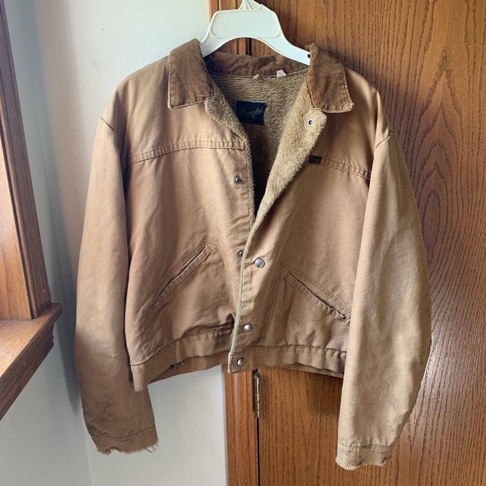 1970s Faux Fur Corduroy Wrangler Jacket USA 46